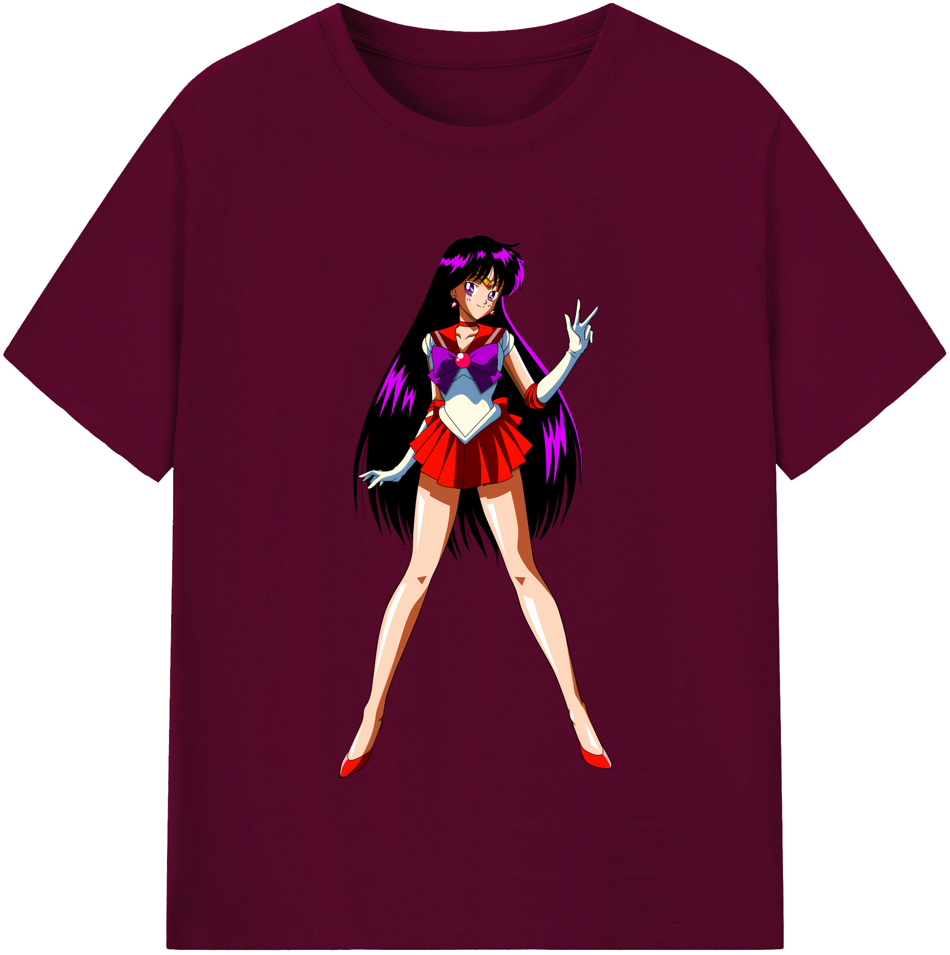 （画像用） 美少女戦士セーラームーン 火野レイ ひの レイ Sailor Moon Hino Rei （セーラーマーズ,Sailor Mars） レディースカジュアルプリントTシャツ（綿100％）